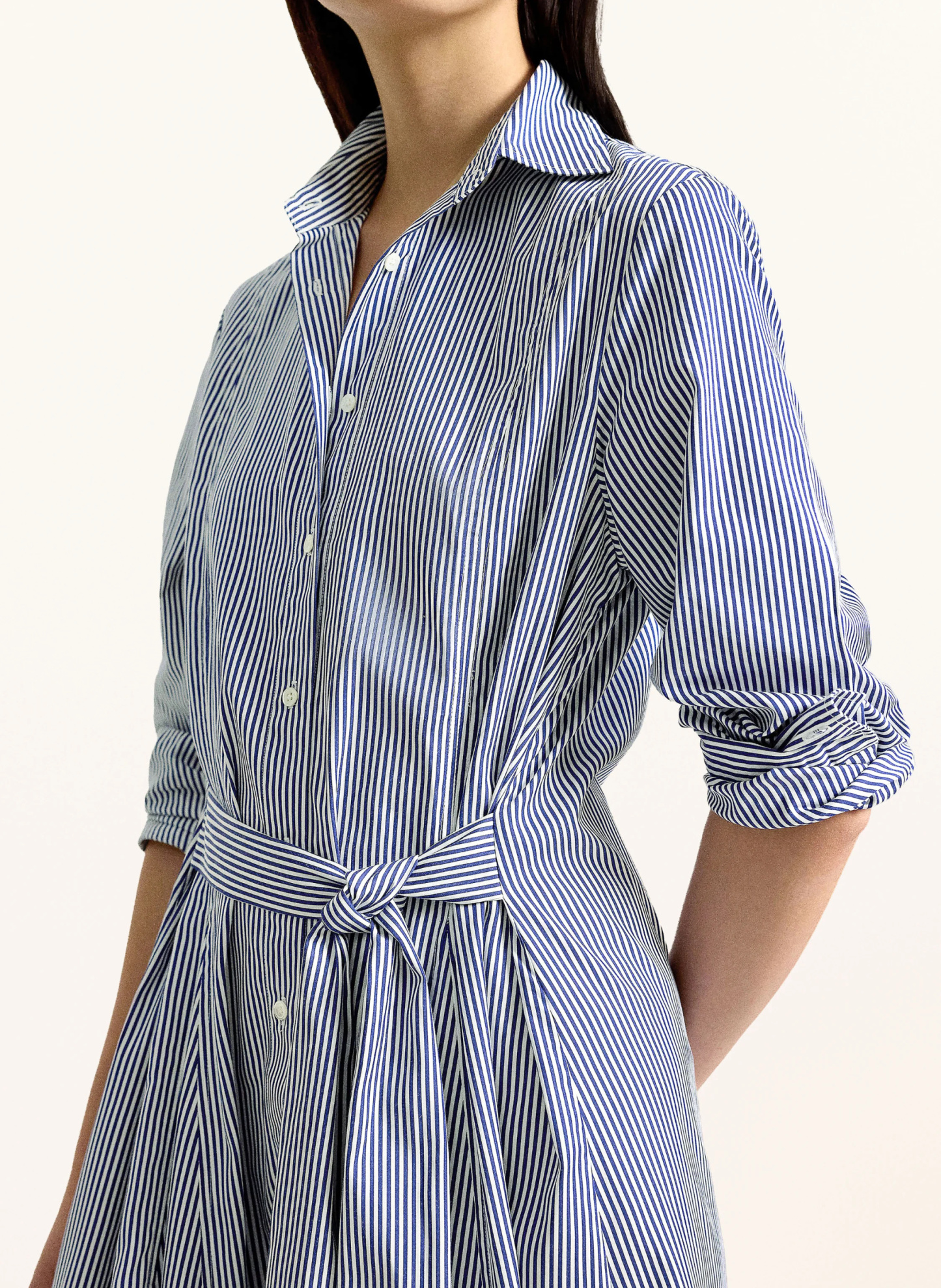 POLO RALPH LAUREN Hemdblusenkleid – DUNKELBLAU / WEISS