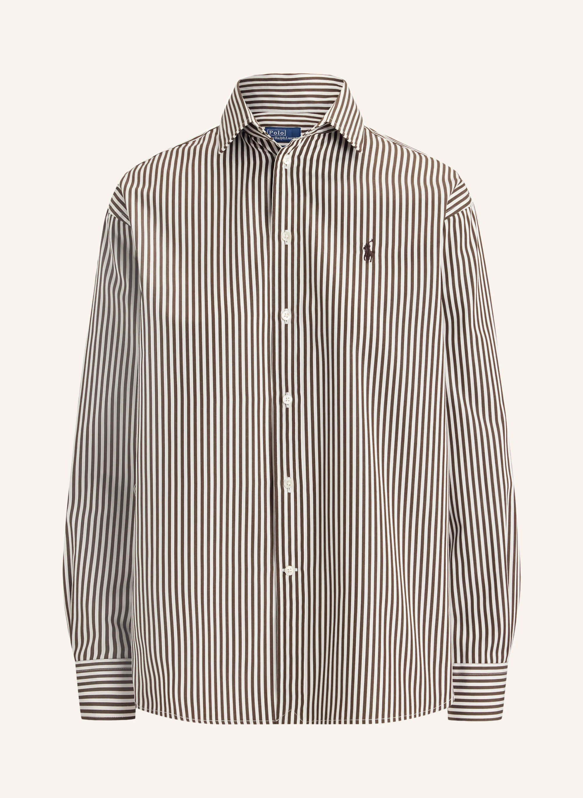 POLO RALPH LAUREN Hemdbluse – DUNKELBRAUN / WEISS