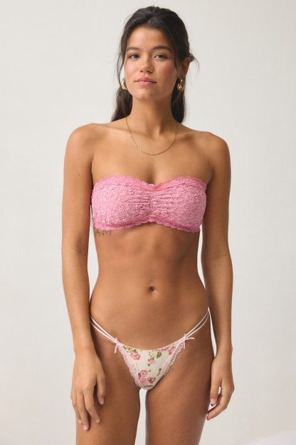 Out From Under Veronica Lace Pinch-Front Bandeau Bralette - Pink