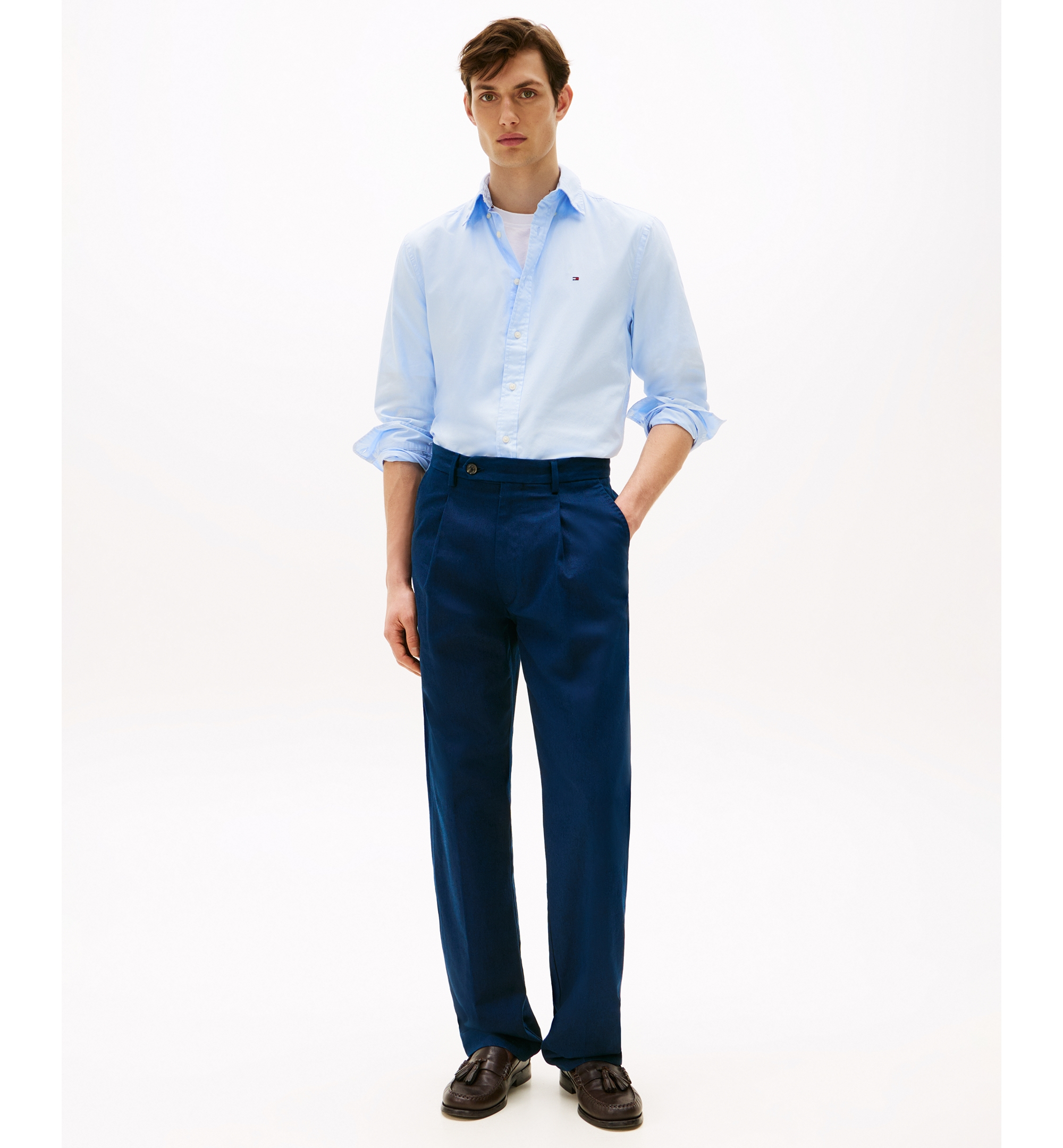 Tommy Hilfiger Men's Regular-Fit Stretch Poplin Button-Down Shirt - Sweet Blue