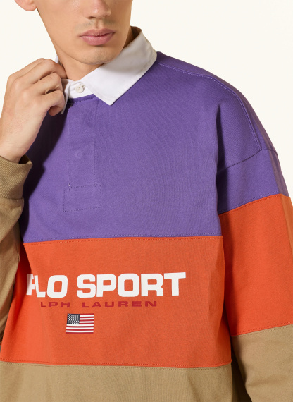 POLO RALPH LAUREN Rugbyshirt Big Fit – BEIGE / LILA / DUNKELORANGE