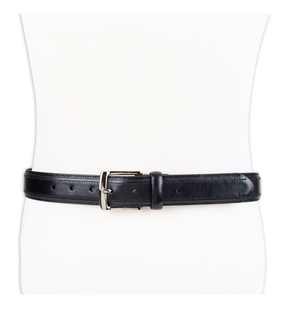 35MM Tommy Hilfiger Men’s Stitched Classic Dress Leather Belt - Black