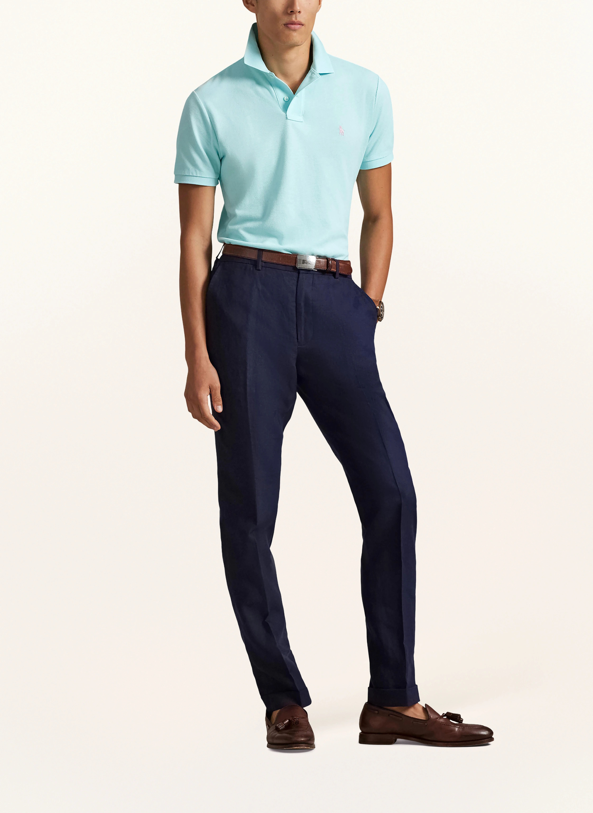 POLO RALPH LAUREN Piqué-Poloshirt Custom Slim Fit – TÜRKIS / ROSA
