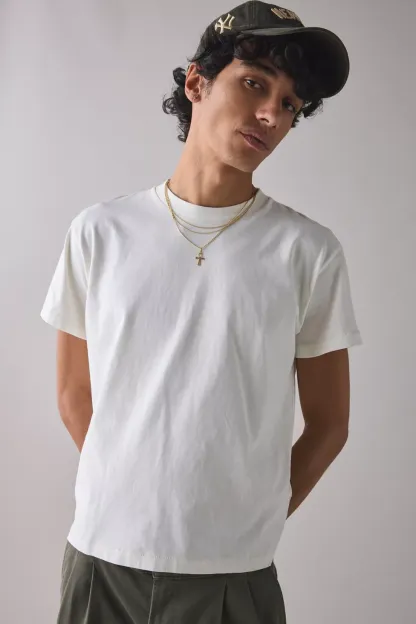 BDG Bonfire Cropped Tee - Off White