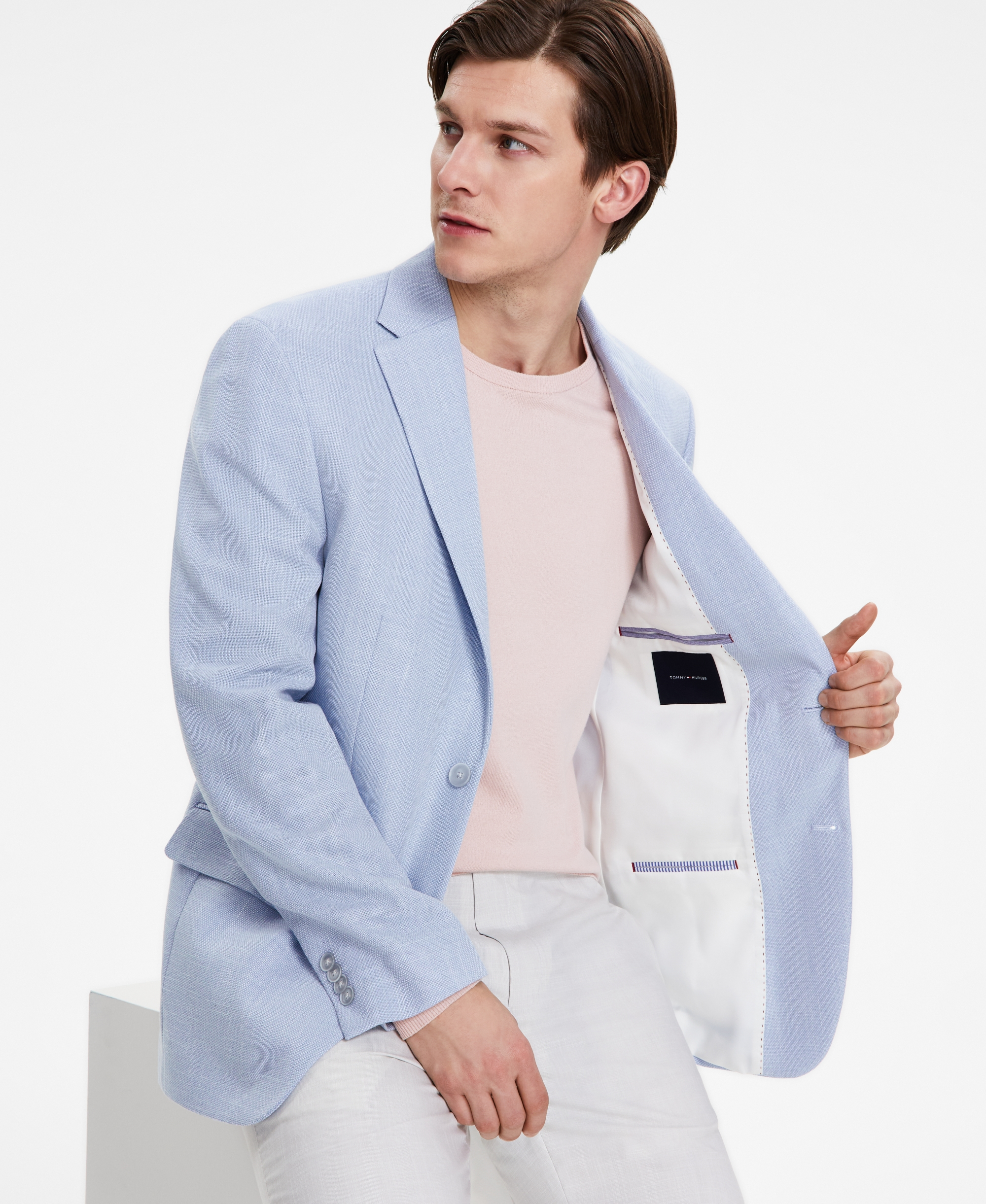 Tommy Hilfiger Men's Modern-Fit Patterned Blazer - Light Blue