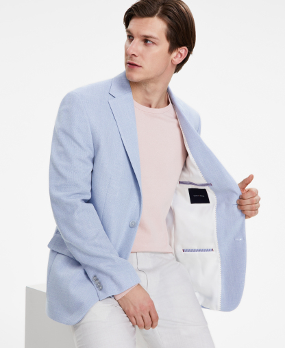 Tommy Hilfiger Men's Modern-Fit Patterned Blazer - Light Blue