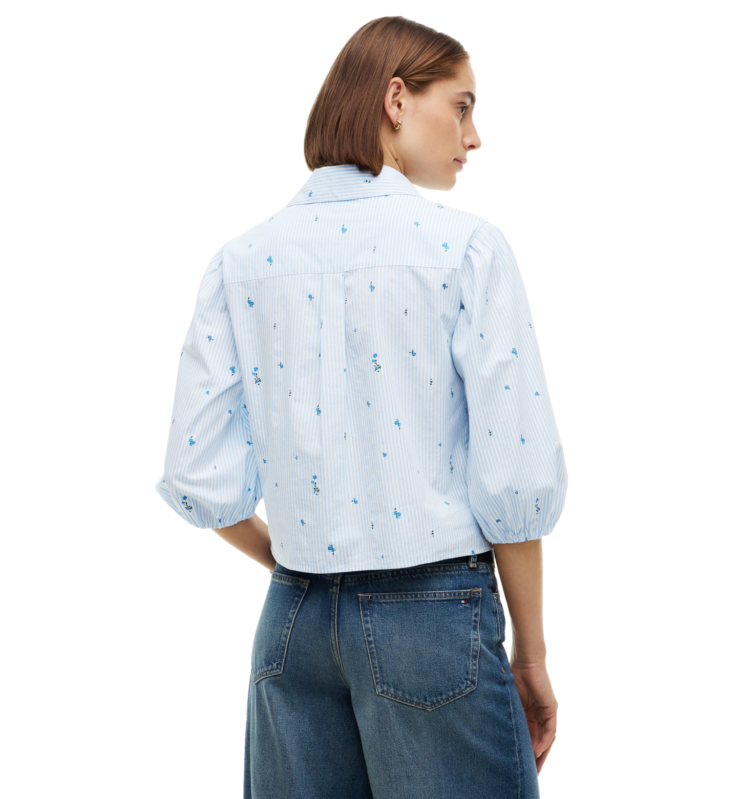 Tommy Hilfiger Women's Printed 3/4-Sleeve Shirt - Ditsy Floral Ithaca Copenhagen Blue