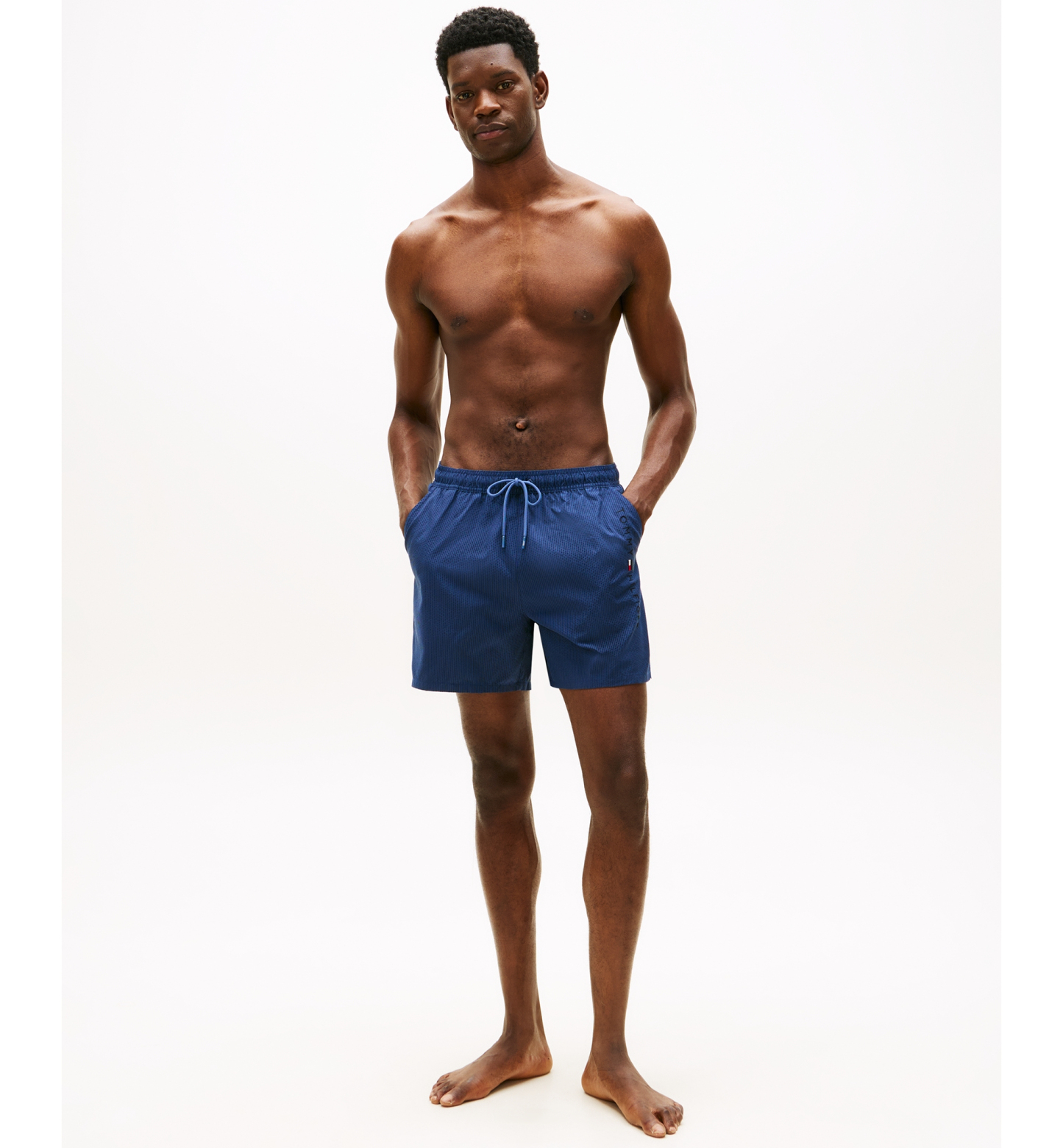 Tommy Hilfiger Men's Drawstring Zip Pocket Swim Trunks - Aegean Sea