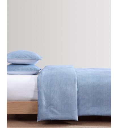 Tommy Hilfiger Classic Texture Cotton Duvet Cover Set - Stonewash Blue