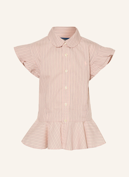 POLO RALPH LAUREN Bluse mit Volants – ROSÉ / CREME / DUNKELBLAU
