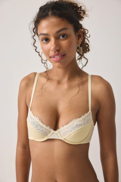Out From Under Jazz Club Lace Trim Underwire Bra - Yellow