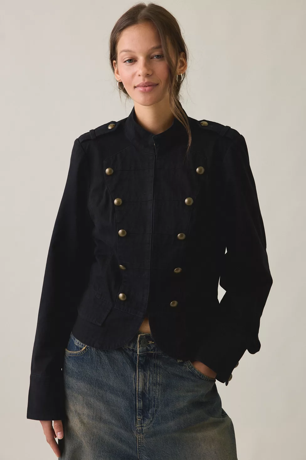 BDG Cate Cotton Band Jacket - Black