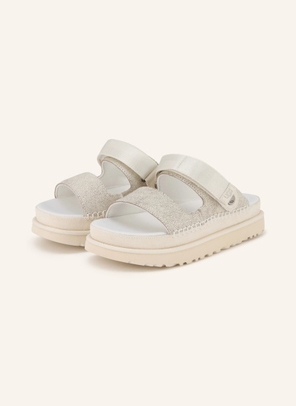 UGG Plateau-Pantoletten GOLDENSTAR CRACKLE GLIDE – WEISS / SILBER