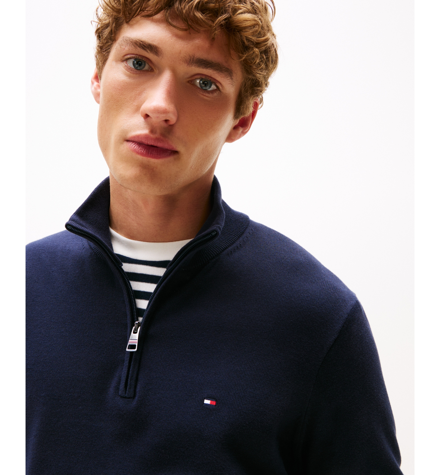Tommy Hilfiger Men's Essential Cotton Quarter-Zip Sweater - Desert Sky