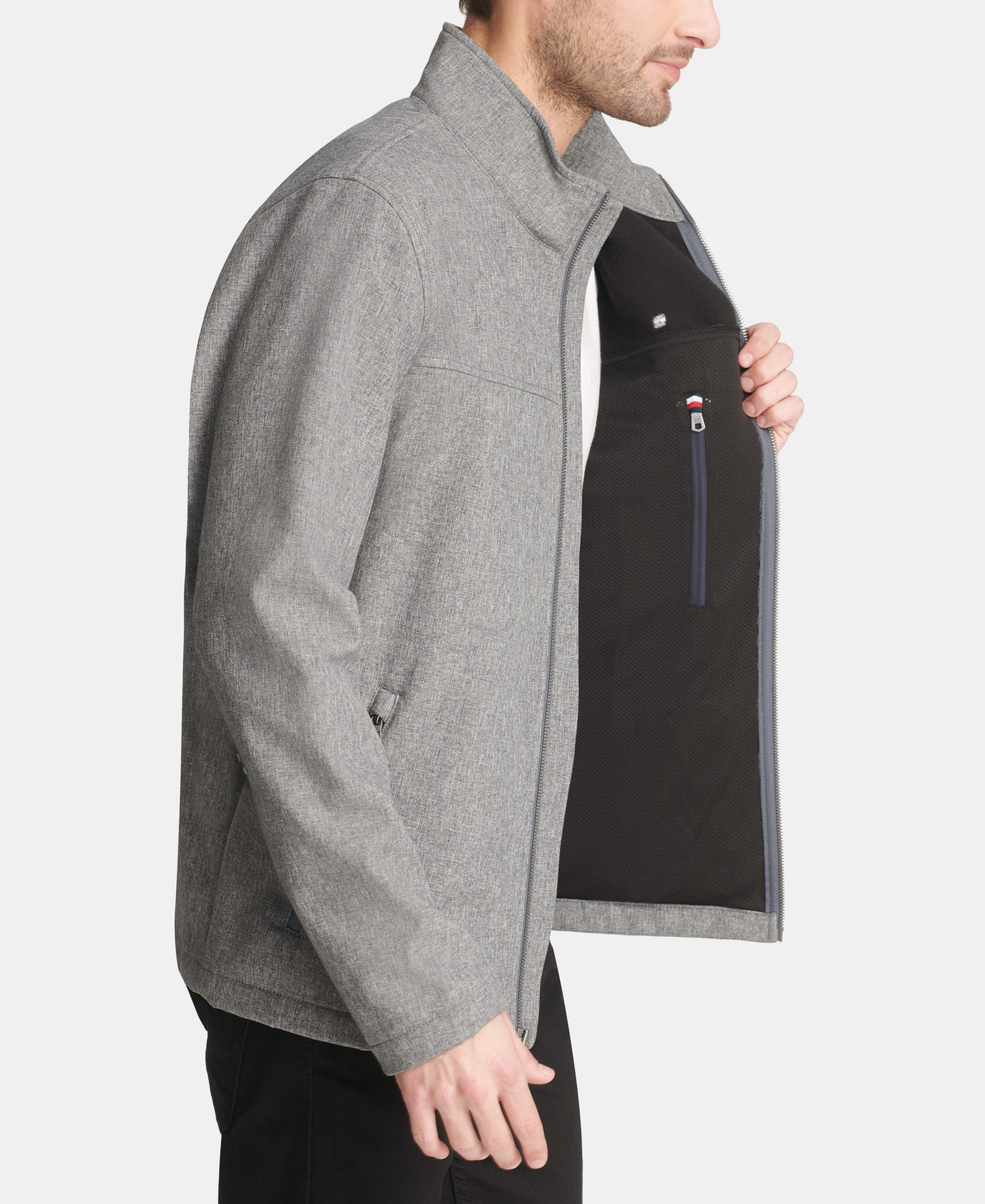 Tommy Hilfiger Men's Soft-Shell Classic Zip-Front Jacket - Heather Gray