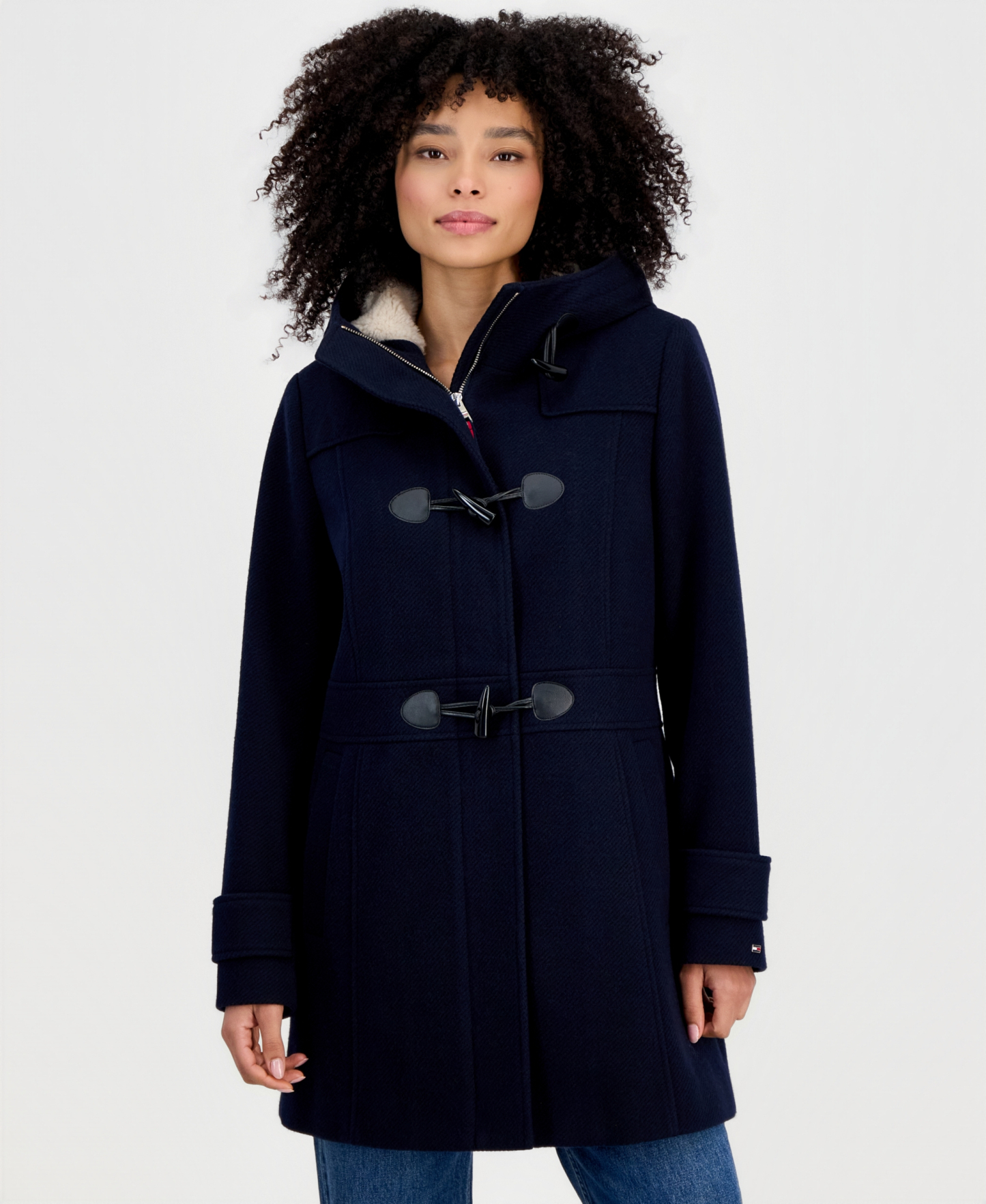 Tommy Hilfiger Women's Faux-Fur-Lined Hooded Toggle Coat - Navy