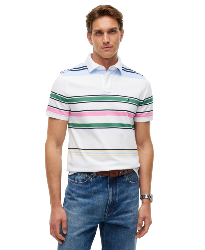 Tommy Hilfiger Men's 1985 Regular-Fit Polo Shirt - White/Multi