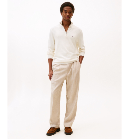 Tommy Hilfiger Men's Essential Cotton Quarter-Zip Sweater - Ivory Petal