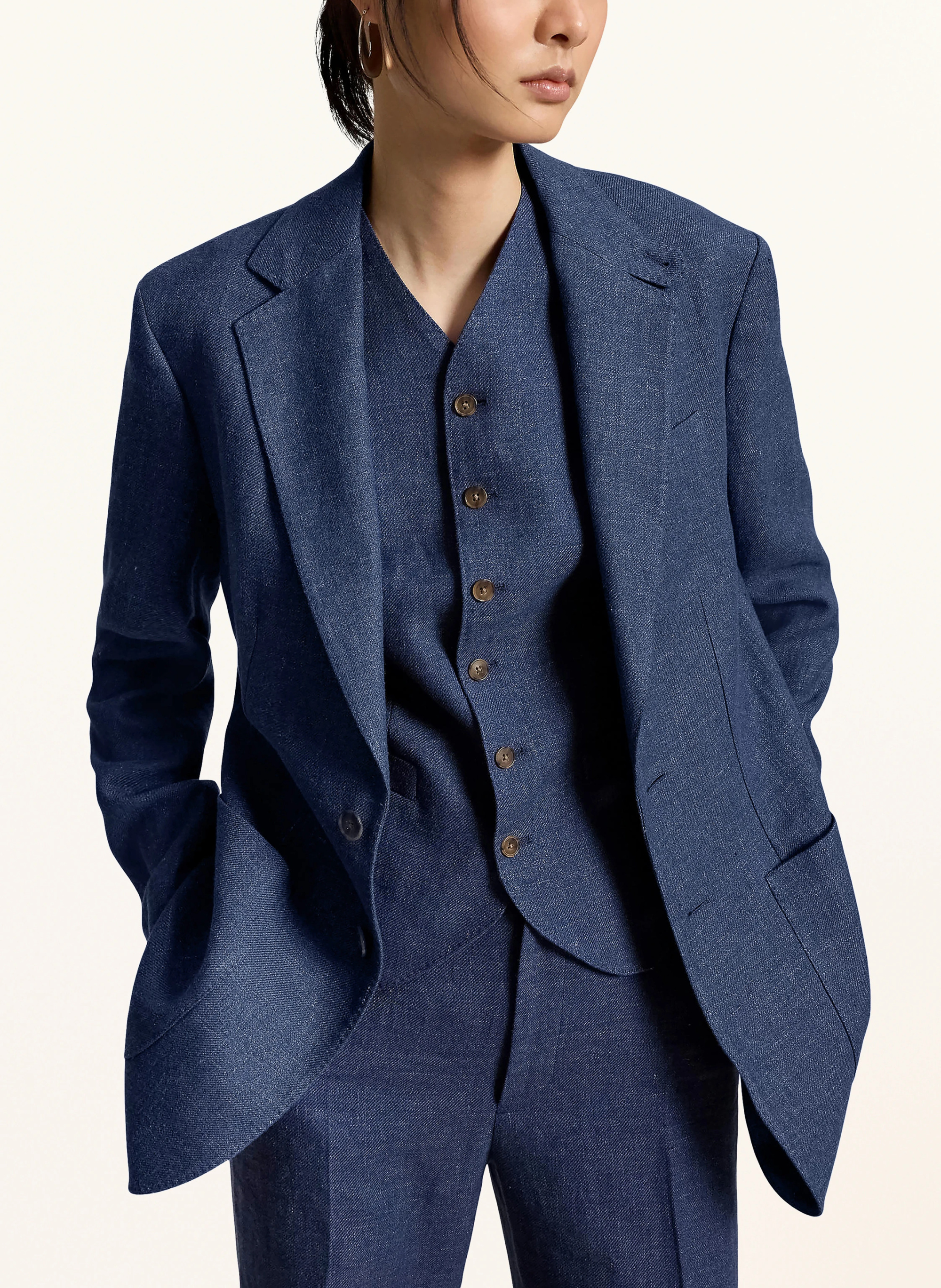 POLO RALPH LAUREN Jeansblazer mit Leinen – BLAU