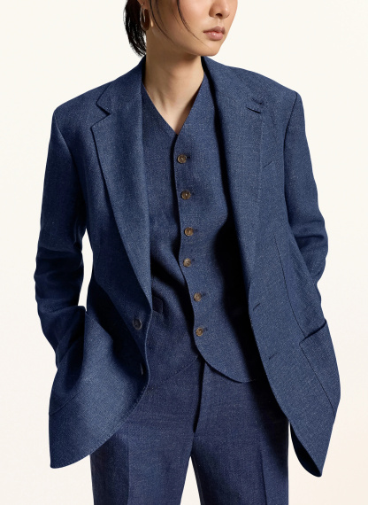 POLO RALPH LAUREN Jeansblazer mit Leinen – BLAU