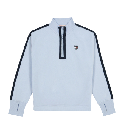 Tommy Hilfiger Girls' 7-16 Fleece Quarter-Zip Sweatshirt - Kentucky Blue