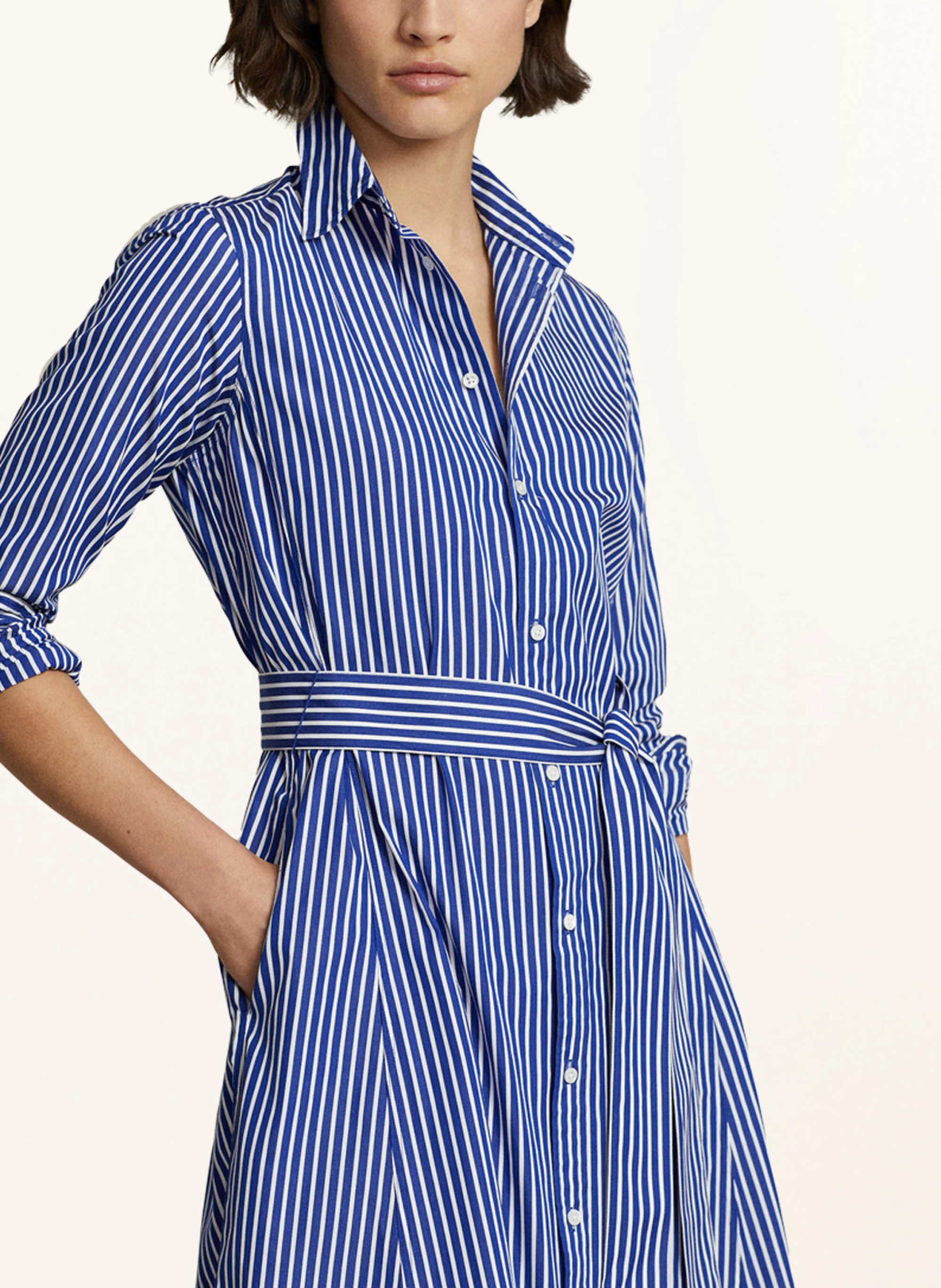 POLO RALPH LAUREN Hemdblusenkleid – WEISS / DUNKELBLAU