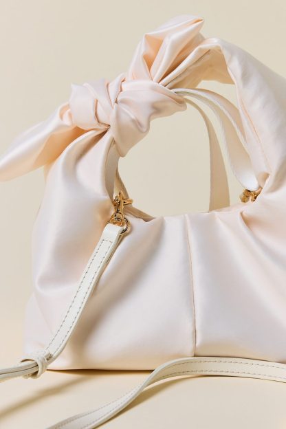 UO Halle Bow Satin Crossbody Bag - Ivory