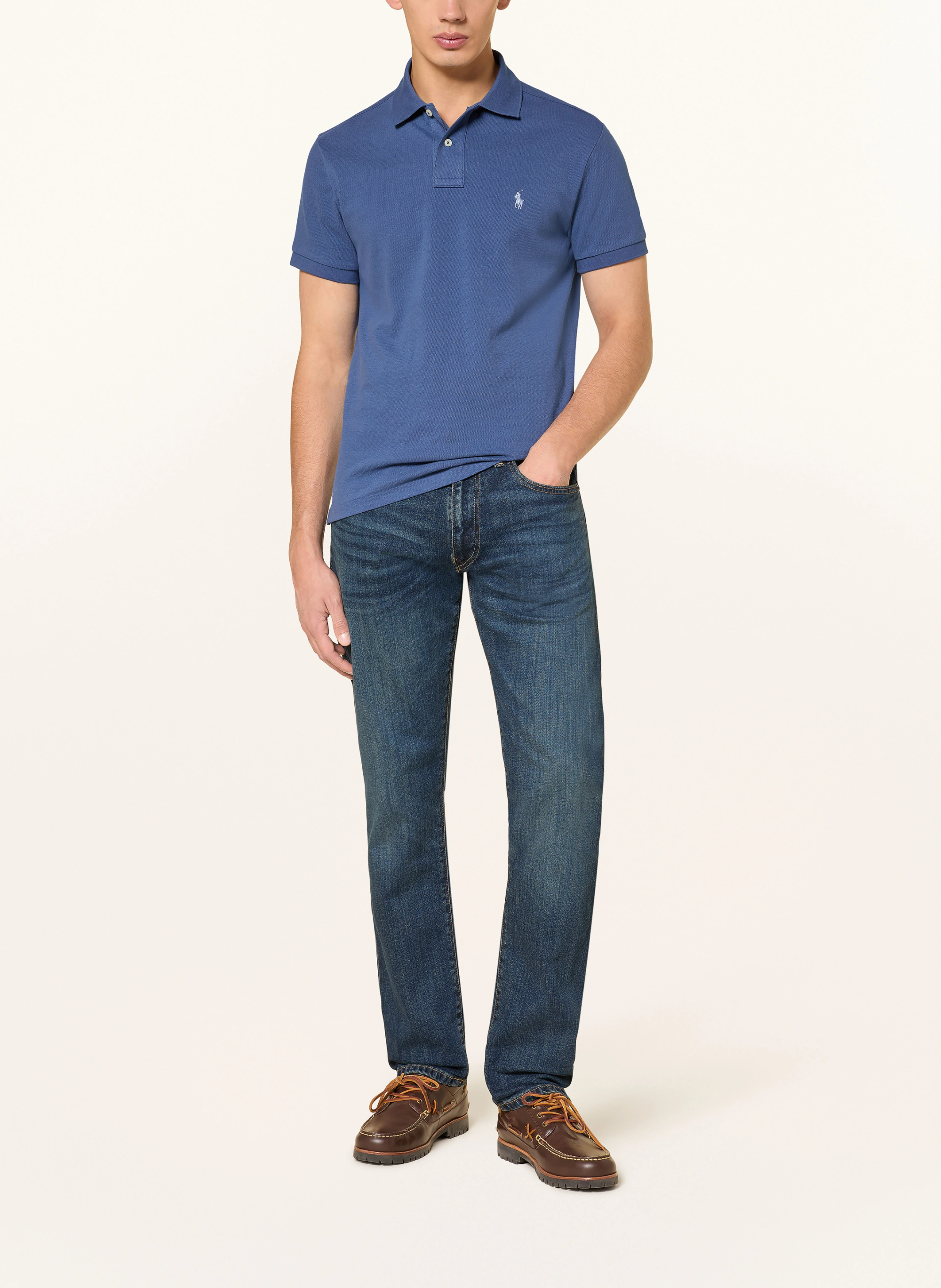 POLO RALPH LAUREN Piqué-Poloshirt Custom Slim Fit – BLAU / HELLBLAU