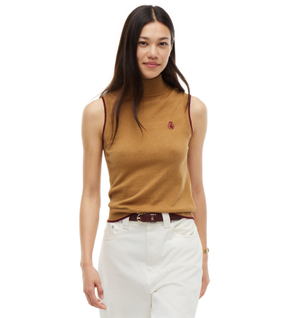 Tommy Hilfiger Women's American Icons Sleeveless Turtleneck Cotton/Cashmere-Blend Vest, Macy's Exclusive - Sahara