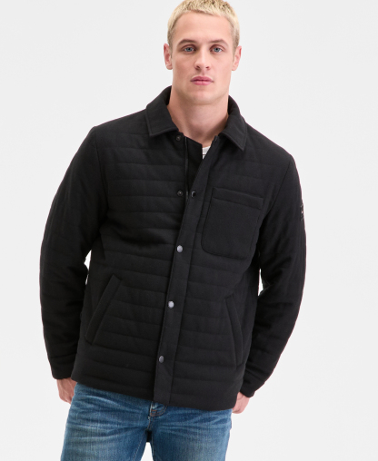 Tommy Hilfiger Men's Quilted Shirt Jacket - Black
