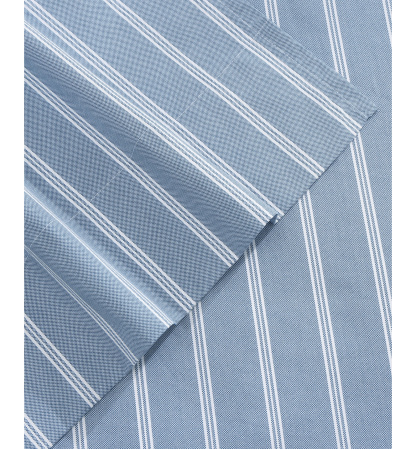 Tommy Hilfiger Printed 200-Thread Count Cotton Percale Sheet Set - Effortless Stripe Blue