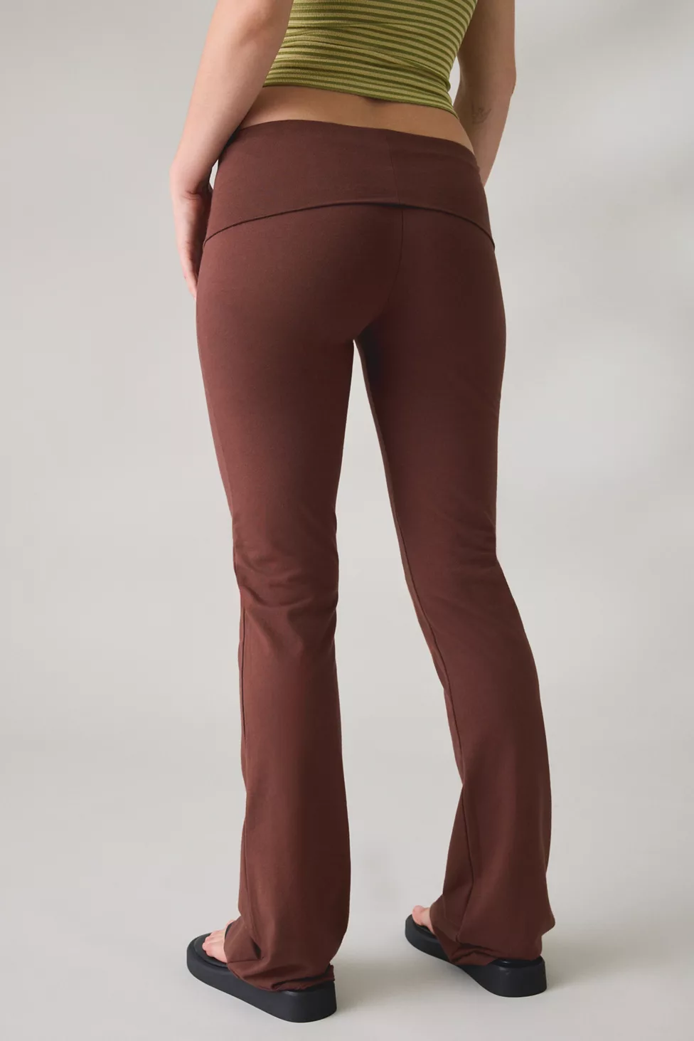 Out From Under Bec Foldover Slim Flare Pants - Chocolate