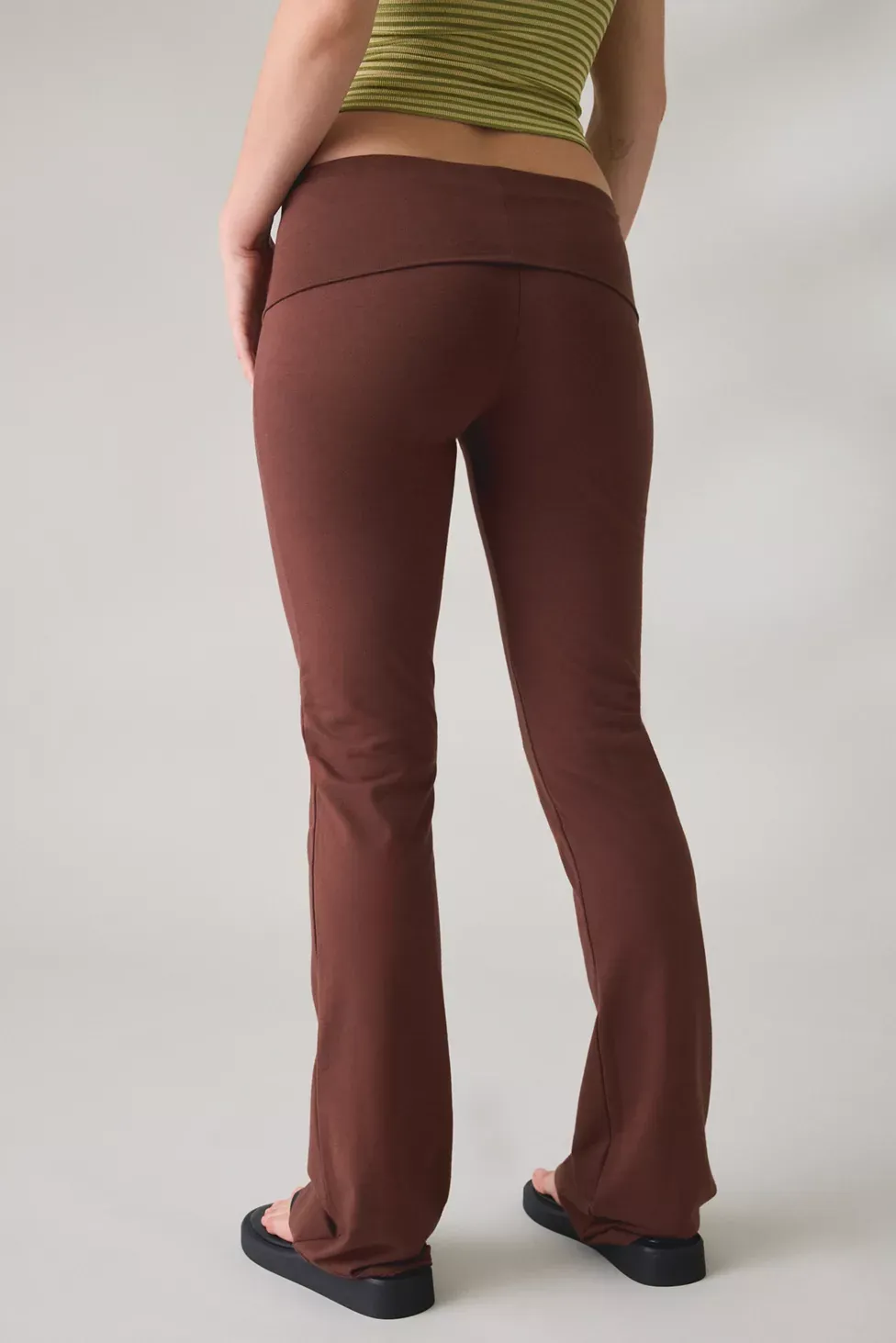 Out From Under Bec Foldover Slim Flare Pants - Chocolate