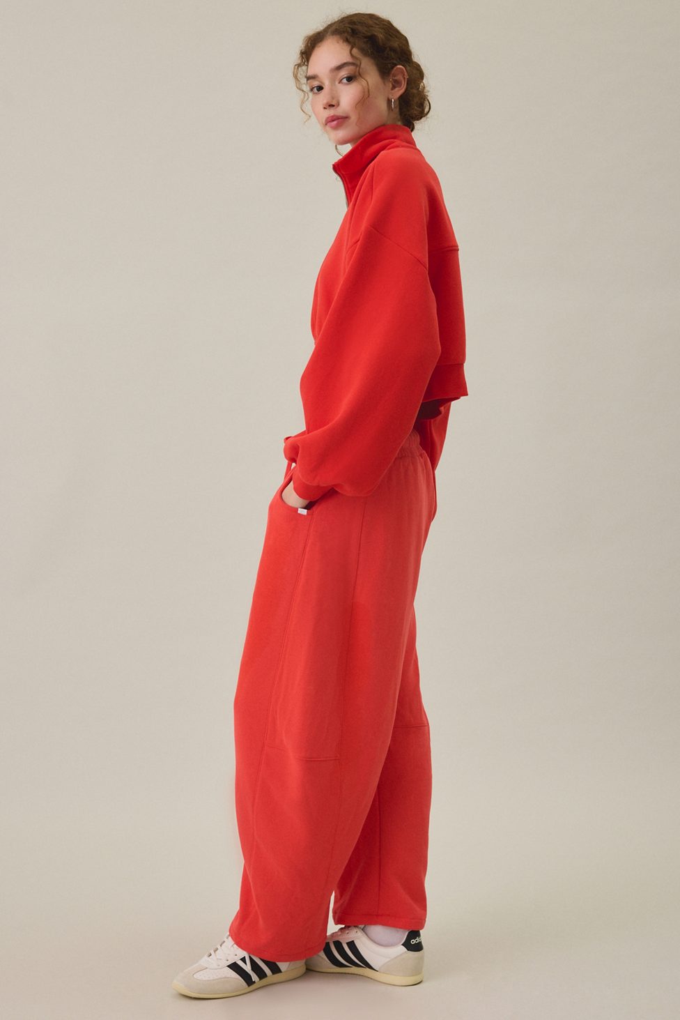Out From Under Essential Barrel Leg Full Length Sweatpants - Firey Red