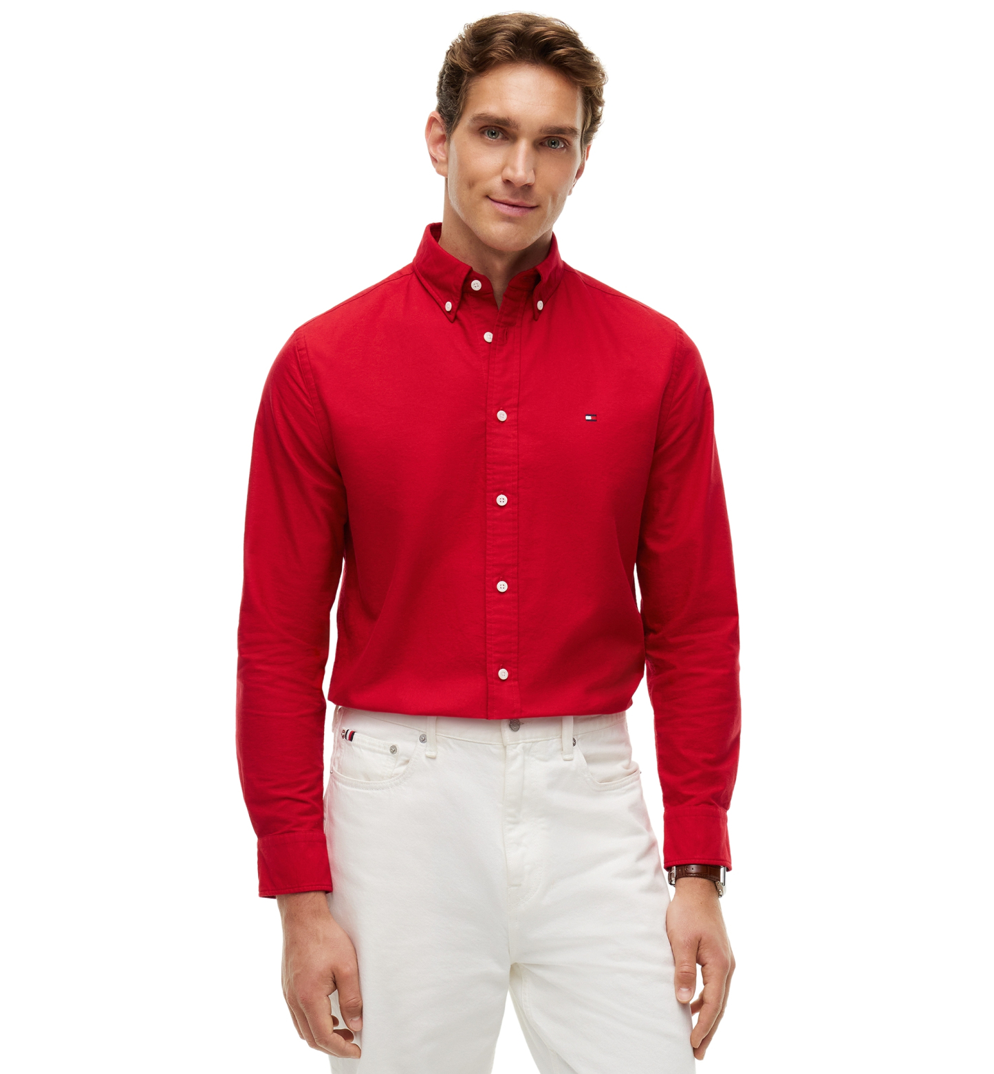 Tommy Hilfiger Men's Heritage Regular-Fit Oxford Shirt - Medium Red