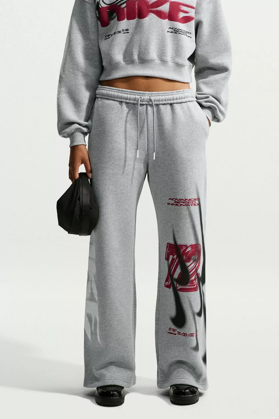 Nike Sportswear Studio Fleece Graphic Straight-Leg Sweatpants - Dark Grey