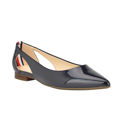 Tommy Hilfiger Women's Velahi Cutout Pointy Toe Flats - Dark Blue Patent