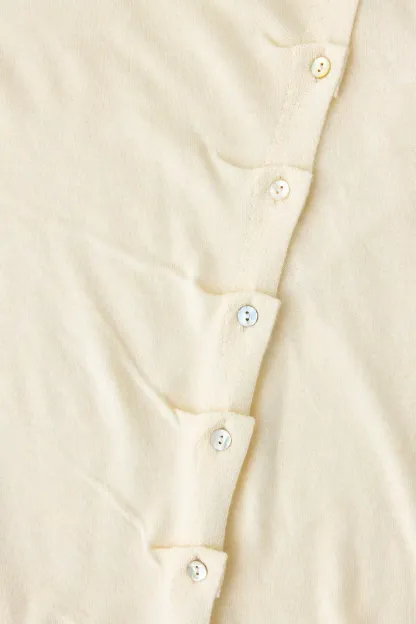 BDG Sutton Slanted Asymmetric Button Cardigan - Ivory