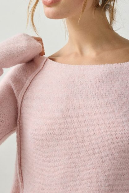 BDG Angel Boatneck Fit-And-Flare Tunic Sweater - Pink