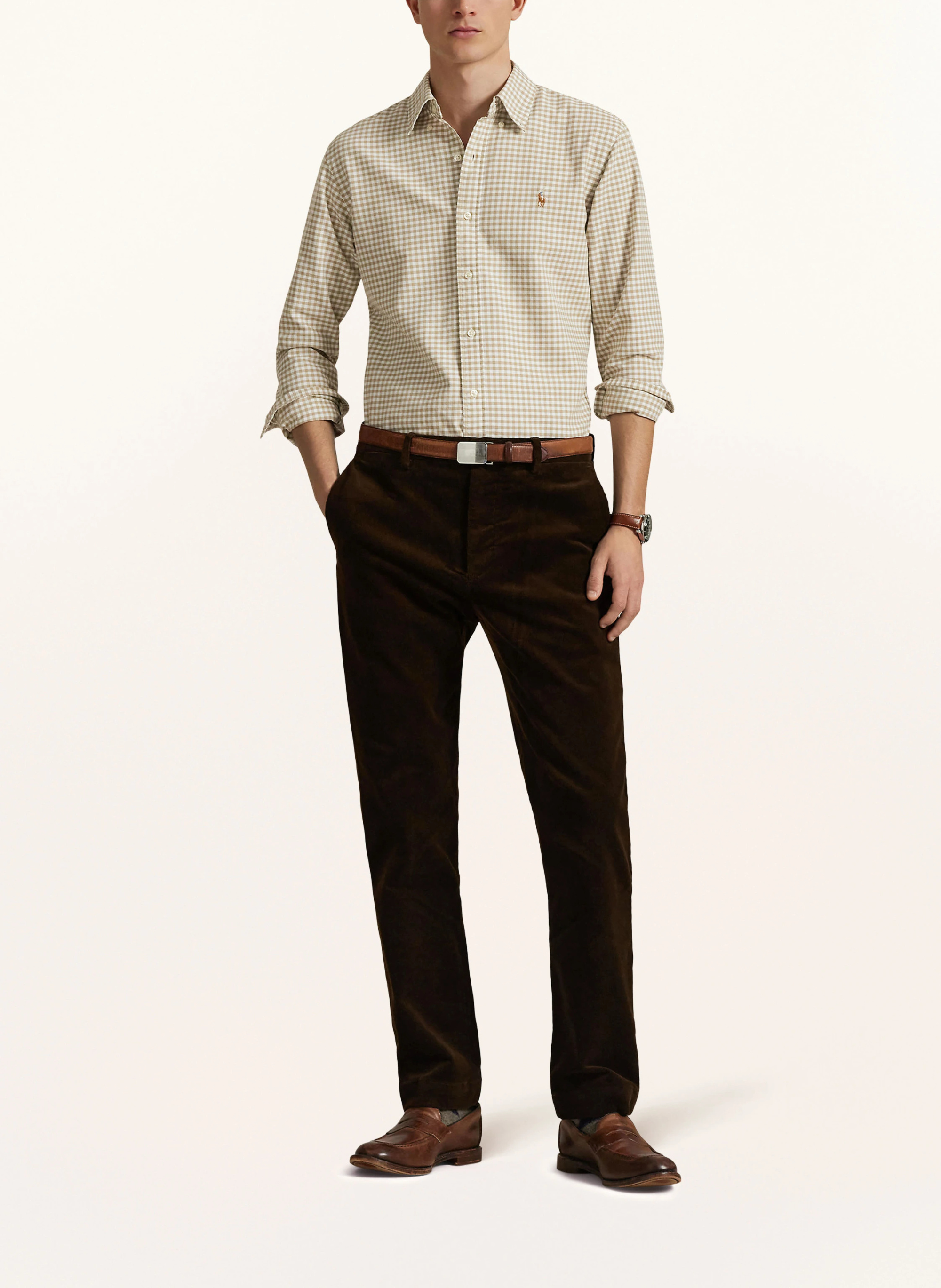 POLO RALPH LAUREN Hemd Custom Fit – BEIGE / WEISS