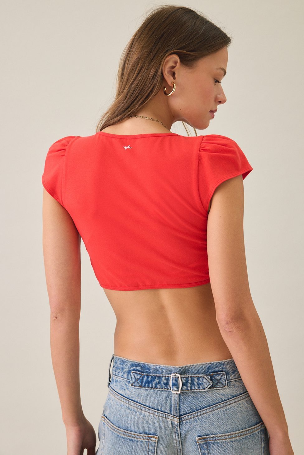 Out From Under Bec Game Day Short Sleeve Tie-Front Shrug Top - Red