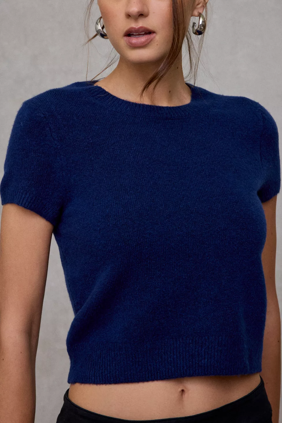 BDG So Soft Short Sleeve Sweater - Navy