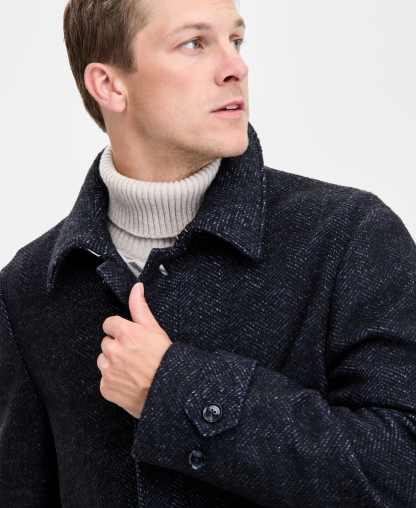 Tommy Hilfiger Men Modern Fit Car Coat - Navy Herringbone