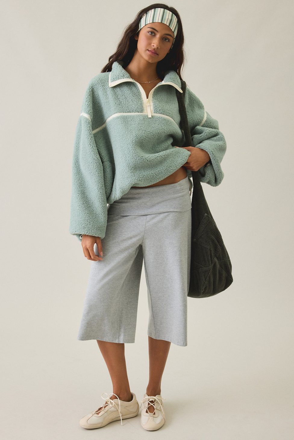 Out From Under Pretty Plush Fleece Quarter Zip Pullover - Green
