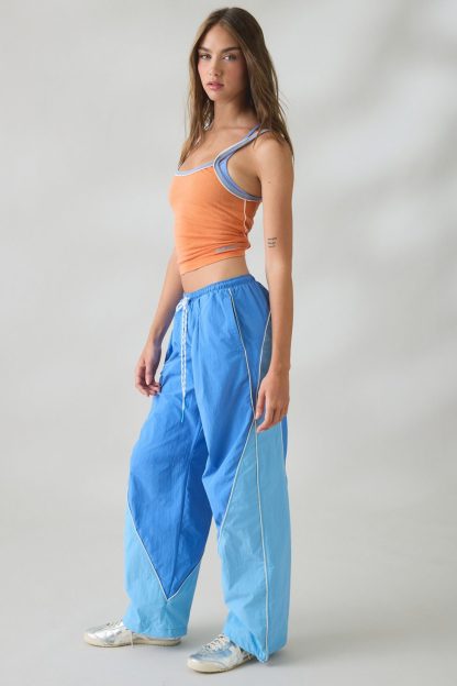BDG Finish Line Low-Rise Baggy Track Pants - Sky