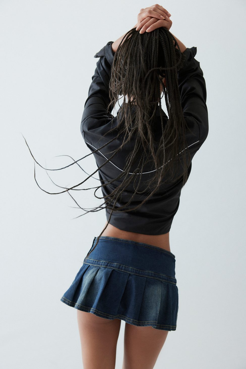 BDG Shaina Belted Denim Micro Mini Skort - Tinted Denim