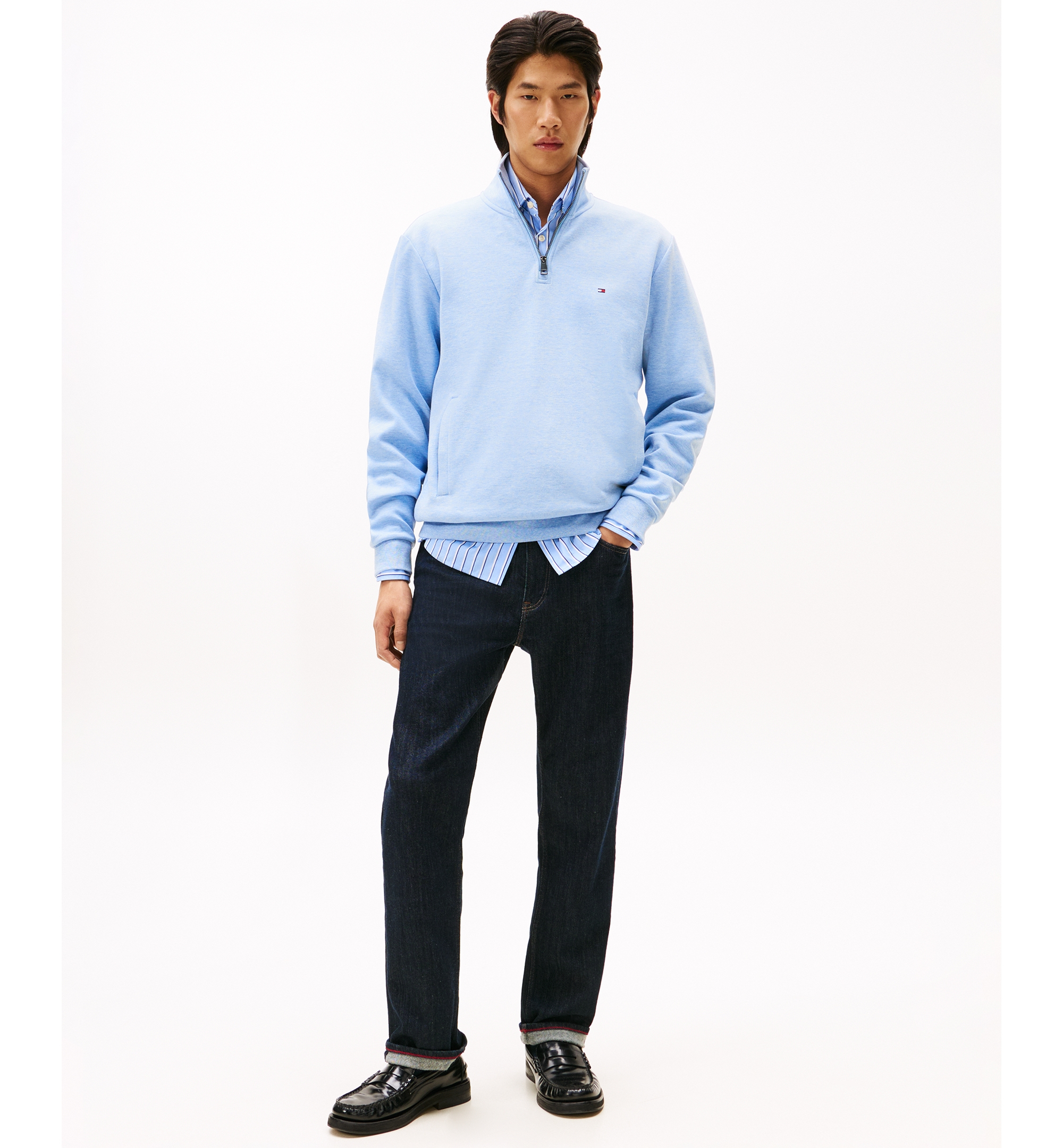 Tommy Hilfiger Men's Essential Intechno Knit Regular-Fit Quarter-Zip Sweatshirt - Vessel Blue Heather