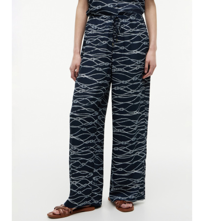 Tommy Hilfiger Women's Printed Pull-On Pants - Handdrawn Rope Dark Night Navy