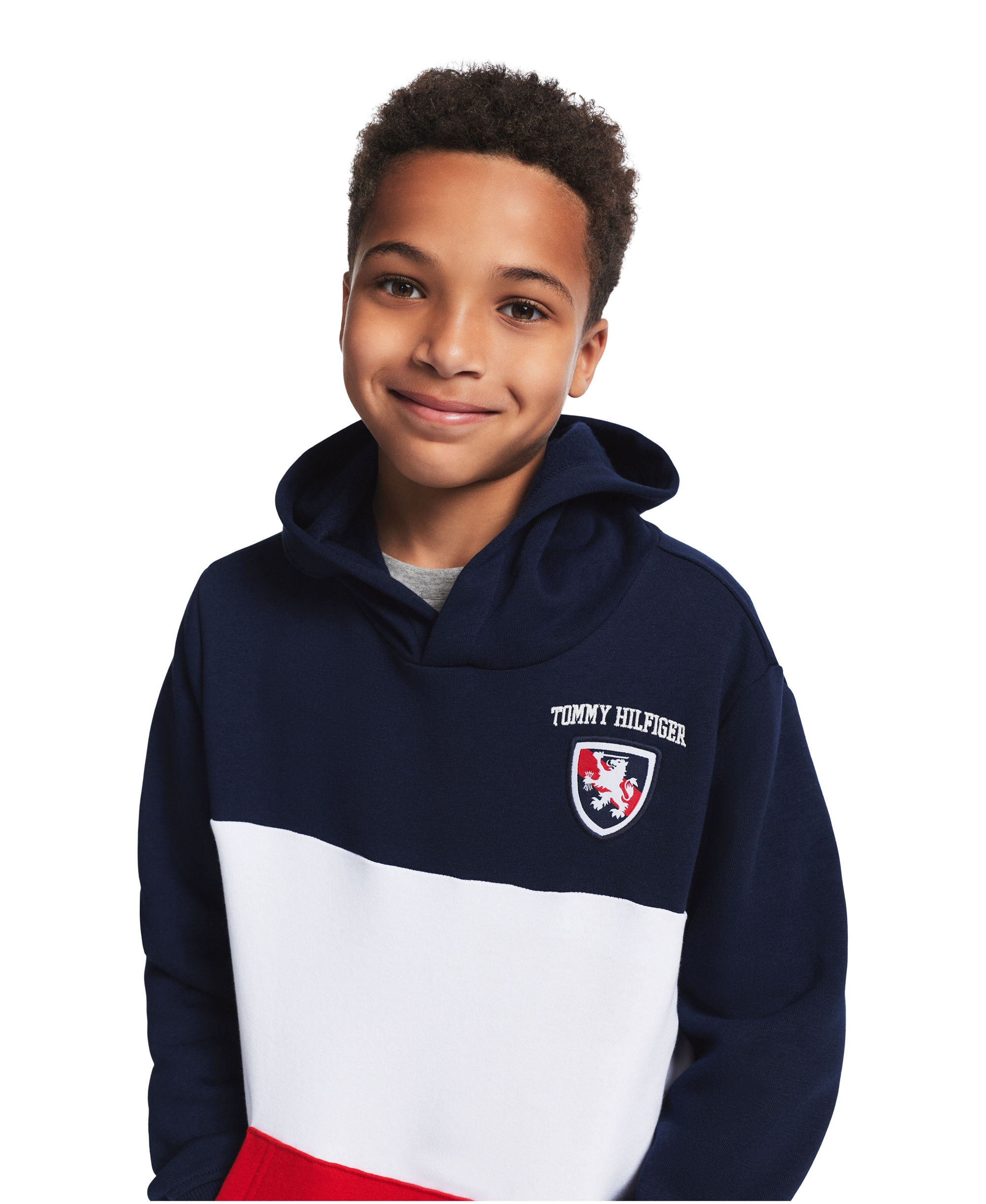 Tommy Hilfiger Boys' 8-20 Color-Blocked Logo Hoodie - Navy Blazer