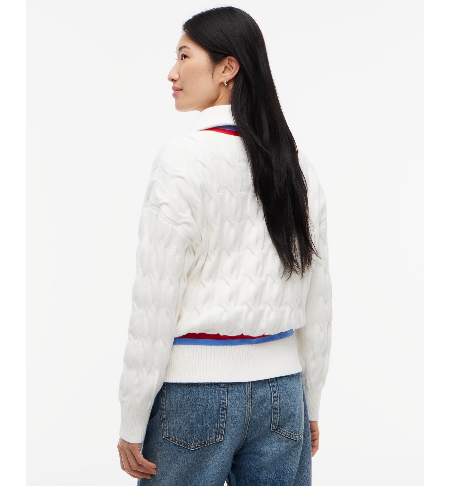 Tommy Hilfiger Women's Cable Half Zip Cricket Turtleneck Relaxed-Fit Sweater - Ecru